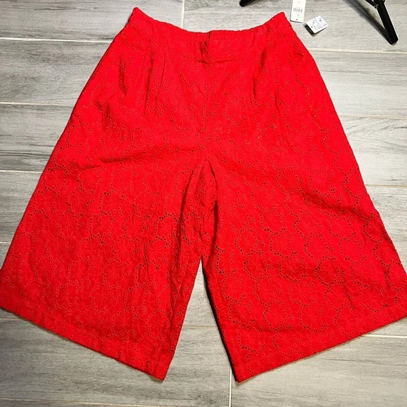 Elevenses Anthropologie Rouge Eyelet Wide-Leg Crop culottes, Women’s Size Small - Picture 5 of 12